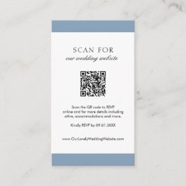 Minimal Dusty Blue Modern QR Code Hochzeit Begleitkarte