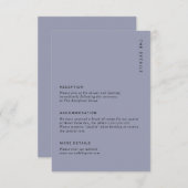 Minimal Dusty Blue Modern Simple Wedding Details Begleitkarte (Vorne/Hinten)