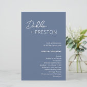 Minimal Dusty Blue Modern Wedding Program (Stehend Vorderseite)