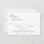 Minimal Dusty Blue Modern Wedding RSVP Karte (Vorderseite)