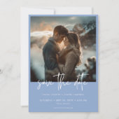Minimal Dusty Blue Modernes Foto Hochzeit Save The Date (Vorderseite)