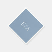 Minimal Dusty Blue Monogram Simple Elegante Weddin Serviette (Ecke)