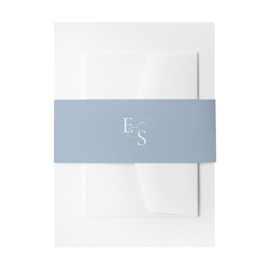 Minimal Dusty Blue Monogram Wedding Bly Band (Vorderseite Beispiel)