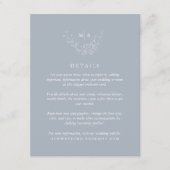 Minimal Dusty Blue Monogram Wedding Details Begleitkarte (Vorderseite)