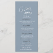 Minimal Dusty Blue One Day Away Probe Dinner Menükarte (Vorderseite)