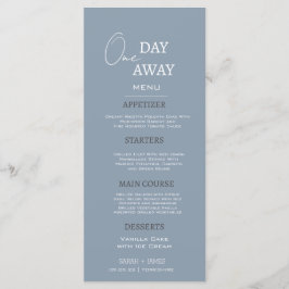 Minimal Dusty Blue One Day Away Probe Dinner Menükarte