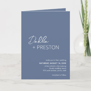 Minimal Dusty Blue QR Code Moderne Hochzeit Einladung