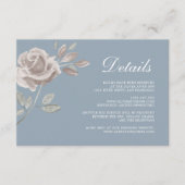 Minimal Dusty Blue Rose Wedding Details Begleitkarte (Vorderseite)