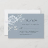 Minimal Dusty Blue Rose Wedding RSVP (Vorderseite)