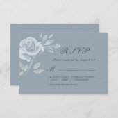 Minimal Dusty Blue Rose Wedding RSVP (Vorne/Hinten)