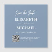 Minimal Dusty Blue Save the Date QR Code Wedding Magneteinladung (Vorderseite)