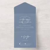 Minimal Dusty Blue Script Wedding All In One Einladung (Innen Boden)