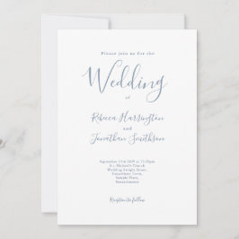 Minimal Dusty Blue Script Wedding Einladung