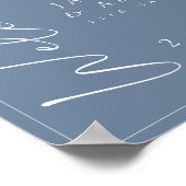 Minimal Dusty Blue Script Wedding Willkommenszeich Poster (Ecke)