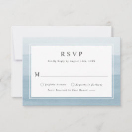 Minimal Dusty Blue Watercolor Ombre Wedding RSVP Karte