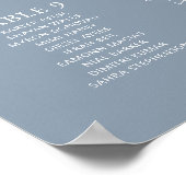 Minimal Dusty Blue Wedding 12 Table Seating Chart Poster (Ecke)