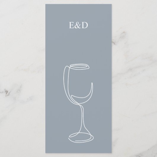 Minimal dusty blue Wedding Bar menu Menükarte (Rückseite)