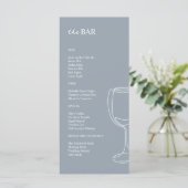 Minimal dusty blue Wedding Bar menu Menükarte (Stehend Vorderseite)