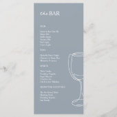 Minimal dusty blue Wedding Bar menu Menükarte (Vorderseite)