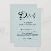 Minimal Dusty Blue Wedding Details Begleitkarte (Vorne/Hinten)