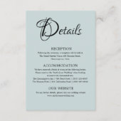 Minimal Dusty Blue Wedding Details Begleitkarte (Vorderseite)