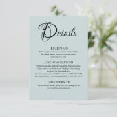 Minimal Dusty Blue Wedding Details Begleitkarte (Stehend Vorderseite)