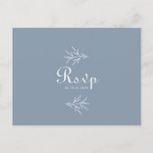 Minimal Dusty Blue Wedding Menü Antwort Postkarte (Vorderseite)