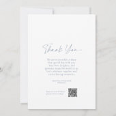 Minimal Dusty Blue Wedding Menü & Dankeschön Card Einladung (Rückseite)