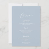 Minimal Dusty Blue Wedding Menu & Thank You Card Einladung (Vorderseite)