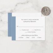 Minimal Dusty Blue Wedding Mini RSVP Card Mitteilungskarte (Vorderseite/Rückseite Beispiel)