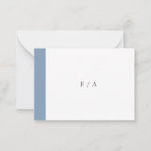 Minimal Dusty Blue Wedding Mini RSVP Card Mitteilungskarte (Rückseite)