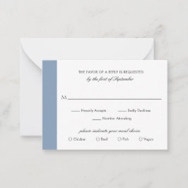 Minimal Dusty Blue Wedding Mini RSVP Card Mitteilungskarte