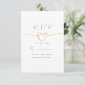 Minimal Dusty Blue Wedding RSVP Card (Stehend Vorderseite)