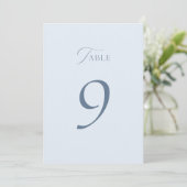 Minimal Dusty Blue Wedding Table Numbers 1–19 Dankeskarte (Stehend Vorderseite)