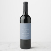Minimal Dusty Blue Wedding Wine Label Weinetikett (Vorderseite)