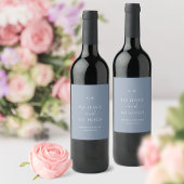 Minimal Dusty Blue Wedding Wine Label Weinetikett