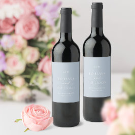 Minimal Dusty Blue Wedding Wine Label Weinetikett