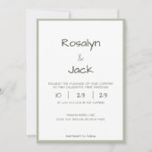 Minimal Dusty Green Lässig Handwriting Wedding Einladung (Vorderseite)