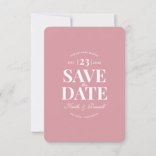 Minimal Dusty Pink Save the Date Typografie Einladung