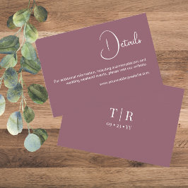 Minimal Dusty Pink Wedding Details Begleitkarte