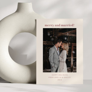 Minimal Dusty Rose Frohe Verheiratetes Weihnachtsf Feiertagskarte