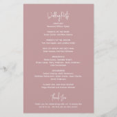 Minimal Dusty Rose Pink Budget Hochzeitsprogramm (Hinten)