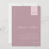 Minimal Dusty Rose Pink Typografy Wedding Foto Einladung (Vorderseite)