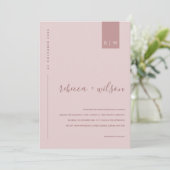 MINIMAL DUSTY ROSE PINK TYPOGRAPHY WEDD EINLADUNG (Stehend Vorderseite)