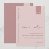 MINIMAL DUSTY ROSE PINK TYPOGRAPHY WEDD EINLADUNG (Vorne/Hinten)