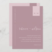 MINIMAL DUSTY ROSE PINK TYPOGRAPHY WEDING INVITAT EINLADUNG (Vorne/Hinten)