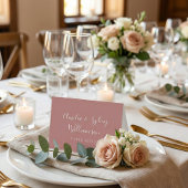 Minimal Dusty Rose Script Individuelle Name Platzk Tischnummer