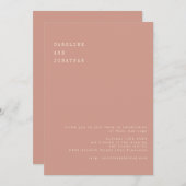 Minimal Dusty Rose Typografy Wedding Einladung (Vorne/Hinten)