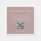 Minimal Dusty Rose Wedding Honeymoon Fund QR Code Serviette (Vorderseite)