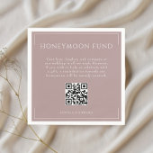 Minimal Dusty Rose Wedding Honeymoon Fund QR Code Serviette
